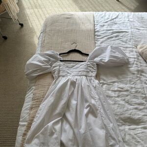 Abercrombie & Fitch White Puff Sleeve Mini Dress